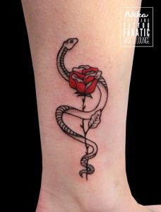 snake rose tattoo