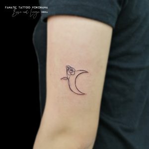 moon flower line tattoo