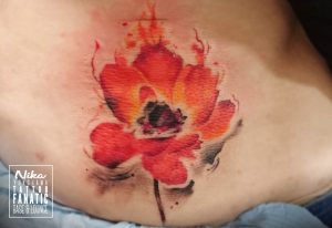 flower 花 watercolor tattoo 水彩 タトゥー